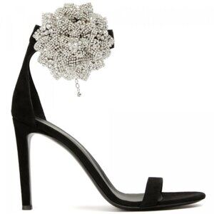 Giuseppe Zanotti Black Suede & Crystal Flower Sandals *EUC* Sz. 39 MSRP: $1,895